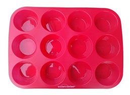 Kricket's Kitchen 12 Cup Red Silicone Cupcake Pan / Non Stick Muffin Pan / Silicone Baking Pans / Kitchen Safe