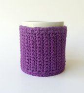 Crochet Coffee Mug Cozy in Purple