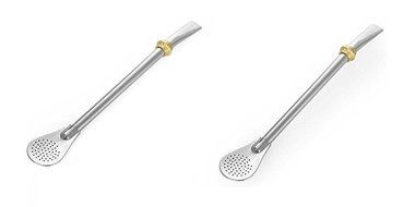 RECHERE Stainless Steel Yerba Mate Tea Bombilla Gourd Drinking Straw Filter Set of 2 (Silver)