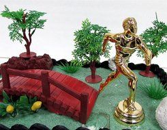 Marathon Running Nature Scape Themed 10 Piece Birthday Cake Topper Featuring Jogger Runner and Other Decorative...