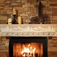 Scenic Pine Ridge Mountain Sandy Beige Fireplace Mantle Scarf 20" x 90"