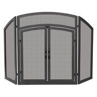 Uniflame Wrought Iron Fireplace Ensemble with Log Rack N3