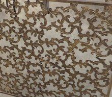 Leaf and Scroll Gold Single Panel Flat Fireplace Screen N7