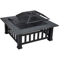 Yaheetech 32-Inch Patio Garden Light Fire Pit with Cover, Black N7