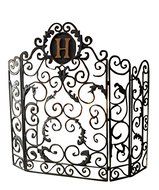 Monogrammed Curved Old World Iron Fireplace Screen N2