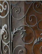 Monogrammed Curved Old World Iron Fireplace Screen N3