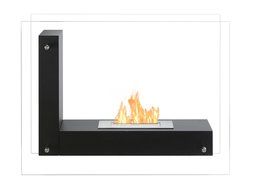 Ignis Vitrum L Black Freestanding Ventless Ethanol Fireplace N2