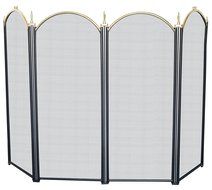 Amagabeli 4-panel Fireplace Screens Modern Decorative Wrought Iron Black Firescreen 32-inch High N2