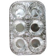 50 Pk Foil 6 Cavity Aluminum Pan Cake Mold Muffin Cupcake Disposable Container ! N2