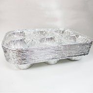 50 Pk Foil 6 Cavity Aluminum Pan Cake Mold Muffin Cupcake Disposable Container ! N3