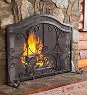 Small Crest Flat Guard Fireplace Screen, in Copper N2