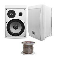VM Audio 360W Waterproof Indoor/Outdoor Porch Speaker Pair Set, White | SR-WOD8