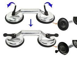Alytimes Heavy Duty Aluminum Double Handle (2 cup) suction cup plate/pad for lifting/pulling glass N6