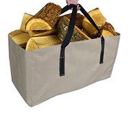 BEIGE Classic Veranda Fireplace Accessories Log Tote Jumbo Bag Firewood Carry Storage N3
