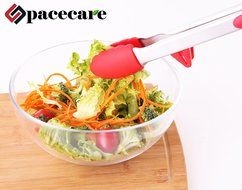 SPACECARE Kitchen Cooking Stainless Steel Tongs with Red Silicone Tips (9 Inch and 12 Inch) and Grill BBQ Sauce... N2