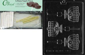 Cybrtrayd R058 Menorah Lolly Chocolate Candy Mold with Exclusive Cybrtrayd Copyrighted Chocolate Molding Instructions...