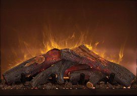 Modern Flames Home Fire Series Electric Fireplace with Log Set and Black Glass Side Panels, 36-Inch N3