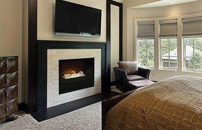 Modern Flames Home Fire Series Electric Fireplace with Log Set and Black Glass Side Panels, 36-Inch N4