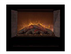 Modern Flames Home Fire Series Electric Fireplace with Log Set and Black Glass Side Panels, 36-Inch N5