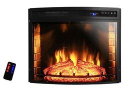 Gracelove Freestanding 1500W Adjustable 5118 BTU Tempered Glass 6 Setting LED Insert Electric Fireplace Stove N2