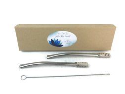 (BS3) Eco-MaTea Set 3 pcs ~ Blue Sky Edition ~ Stainless Steel Yerba Mate Straw ~ Mate Gourd Straw ~ Two Bombilla...
