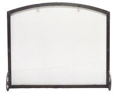 Arched Freestanding Fireplace Screen with Old World Design (47"W x 35"CH x 29 1/2"SH, Hammered Black Copper)