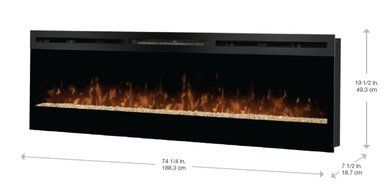 Dimplex BLF74 8290 BTU Galveston Wall Mounted Vent Free LED Electric Fireplace w, Black N2