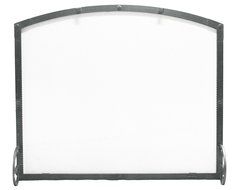 Arched Freestanding Fireplace Screen with Old World Design (47"W x 35"CH x 29 1/2"SH, Hammered Black Copper) N2