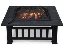 Yaheetech 32-Inch Patio Garden Light Fire Pit with Cover, Black N8