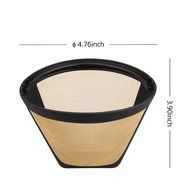 Nicelucky #4 Washable &amp; Reusable Cone Gold Tone Coffee Filter N2