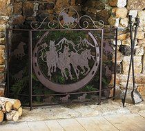 Running Horses Fireplace Screen