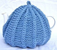 Knit Tea Cozy Cosy Handmade Washable Blue