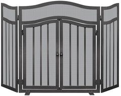 UniFlame S-1026 3 Panel Wrought Iron Screen with Doors