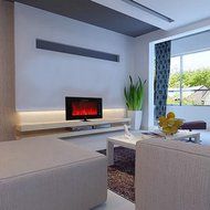 Caesar Luxury Linear Wall Mount Recess Freestanding Multicolor Flame Electric Fireplace, 30-Inch N18