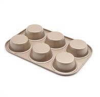 Ankai Premium Muffin Pan,6 Cups Non-Stick Heavy Carbon Steel Baking Pan,Champagne gold coating
