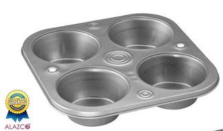 2 ALAZCO Toaster Oven 4 Cup Muffin Pan Roasting Pans Cupcakes Fast Baking Serving Size Quiche Meatloaf