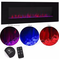 kissemoji Contemporary Electric Fireplace Black 50" Wall Mount Heater Multicolor flame new (BLACK) N3
