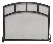 Arched Freestanding Fireplace Screen with Sutter Design (47"w X 35"ch X 29 1/2"sh, Hammered Black Copper)
