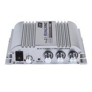HONGXING AX-4 Hi-Fi 2.1CH Stereo Audio Amplifier AMP Super Bass HX-168A with AC Power Adapter Sliver