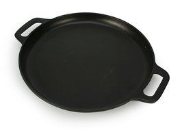 Artestia Round Cast Iron Pizza Pan in Enameled Matte Black Finish, 11.5 inch