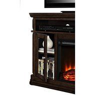 Wood Veneer Brooklyn Fireplace 50'' TV Console, LED Lights, 1400 Watts, 2 Glass Doors, Espresso N6