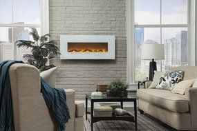 Touchstone 80001 Onyx Wall Mounted Electric Fireplace, 50 Inch Wide, Logset, 1500W Heat (Black) N8