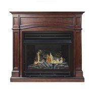 Pleasant Hearth Vent-Free Dual Fuel Fireplace, 45-Inch, Cherry