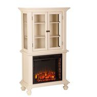Townsend Electric Fireplace Curio - Antique White N7