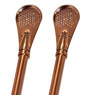 2 Yerba Supply Yerba Mate Tea Bombilla Gourd Drinking Straws Filtered (Rose Gold) N2