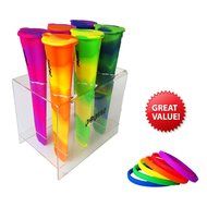 POPEEZ ICE POP MOLDS, 6 popsicle molds, stand indluded, FREE BONUS 6 Colors Silicone Wristbands, Flower Shape... N2