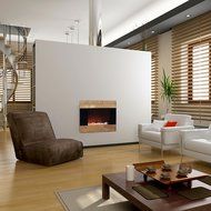 Electric Fireplace Wall Mount Space Heater Ventless Wall Mounted 750 Watt or 1500 Watt Wooden Front Finish Quartz... N5