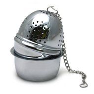 Chrome Tea Ball Infuser with Drip Cup - 2" x 1.5"