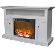 Cambridge CAM5021-2WHT Sorrento Fireplace Mantel with Electronic Fireplace Insert, White, N3