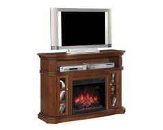 Bellemeade TV Stand w/ 23" Infrared Quartz Fireplace, Burnished Walnut